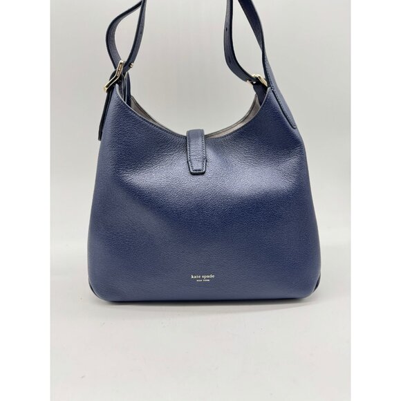 KATE SPADE NY Deco pebbled leather small tote crossbody bag - Parisian Navy - Picture 8 of 16